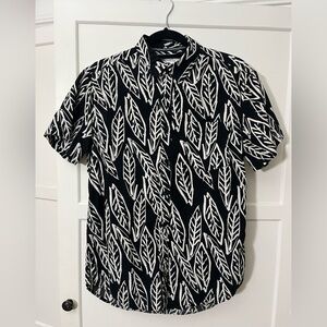 Black and white feather button-up